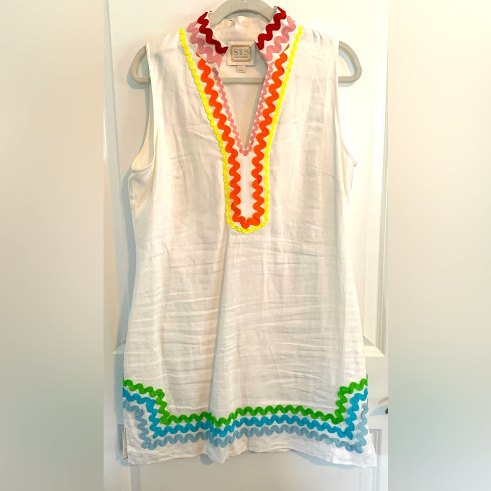 EUC Sail to Sable Rainbow Ric Rac Sleeveless Tunic Dress size L - Picture 2 of 5